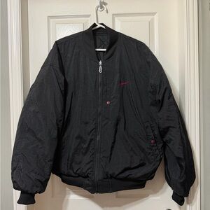 Nike Men's Black Bomber Jacket with Red Details